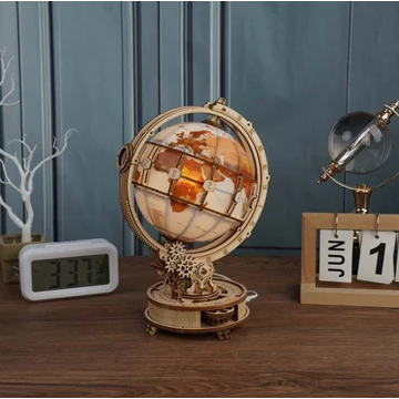 Világító Földgömb 3D fa puzzle modell