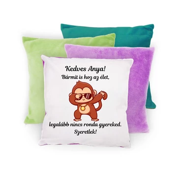 Anyák napi majmos párnahuzat plüss hátoldallal (ANYNAP2)