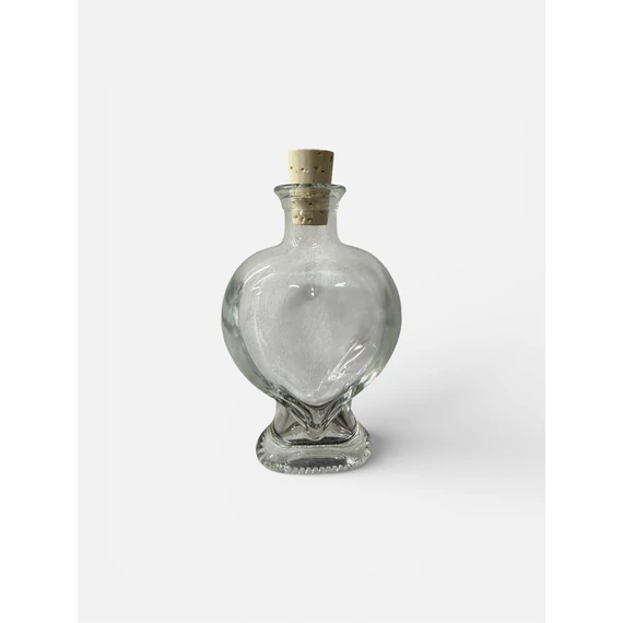 Szív üveg parafa dugóval 0.2l