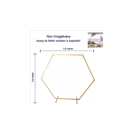 Arany hexagon fém állvány 1,8 m